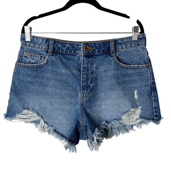 Zara Women's Jean Shorts Size 8 Cut Off Distressed Denim High Rise Medium Wash - Picture 1 of 5